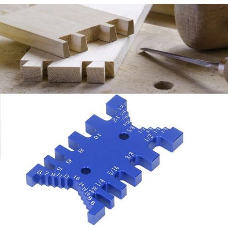 Étau à queue d'aronde en aluminium avec étriers à tenon, échelle métrique et impériale, outil de mesure bleu pour menuiserie (1/5)