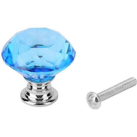 Stück 30 mm diamantförmiger Kristallglas-Griff für Schrank, Schublade, Tür (Blau)