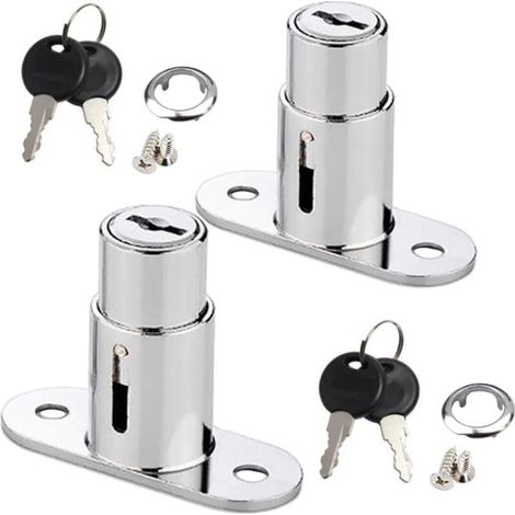[NIEMALS VERWENDET] Schubladenschloss, Kolbenschloss, Schiebetürschloss, Druckknopfschloss für Aktenschränke, Schiebetürschlösser (Silber) (1/4)