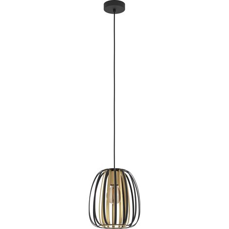 Suspension luminaire Encinitos, lustre chambre en métal noir et laiton (1/5)