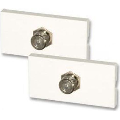 Façade Snap-In - Double Femelle Type F - 25 mm x 50 mm - Blanc - 2 Pièces