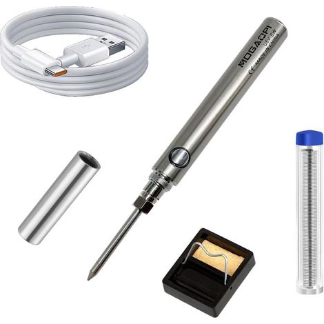 Kit de fer à souder, fer à souder électrique 5 V 8 W, outil de soudage à température réglable avec USB, fil à souder, support de fer à souder (1/5)