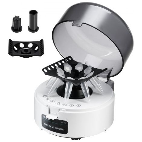 Minicentrífuga, Centrífuga Eléctrica de Laboratorio RCF de 3013 xg con Rotor 2 en 1 para Tubos de 0,2/1,5/2 ml, Velocidad Fija de 7000 r/min Bajo Nivel de Ruido para Diversos Experimentos (1/5)
