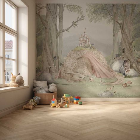 Papier peint chambre garçon La Forêt Enchantée du Dragon papier peint