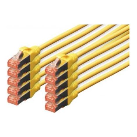 DIGITUS Cable LAN Cat 6 - 3m - 10 Pezzi - Cable de rete RJ45 - S/FTP Schermato - Compatibile conCat 6A eCat 7 - Giallo