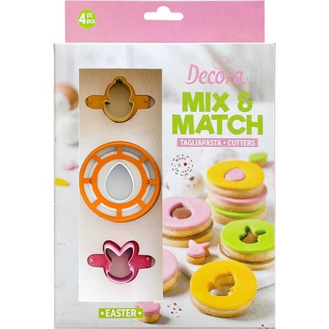 Decora 0255222 Set 4 Tagliapasta Occhio Di Bue Pasqua, In Plastica, Il Kit Ideale per Creare Decorazioni in Pasta di Zucchero o di Gomma, Made in Italy, Design originale. Confezione da 4 pezzi. (1/3)