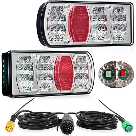 Kit Feux Remorque LED Éclairage Complet 13 Broches 12V 24V 7Functions avec 5.5M Précablé (1/5)