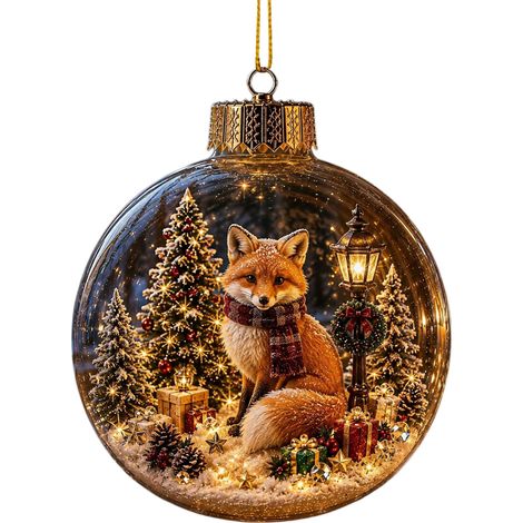 Boule à neige lumineuse 3D en acrylique transparent, décoration de Noël à suspendre au sapin avec un adorable lapin, idéale pour les fêtes de famille. (1/5)