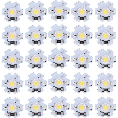 25Pcs LED Perles De Lampe 5V LED Puces 200LM 1W Haute Puissance SMD LED Lampe Puce Ampoule pour Home Studio Exposition Foodlight/Spot Ampoule Remplacement(Lumière Naturelle 4000-4500K) (1/5)