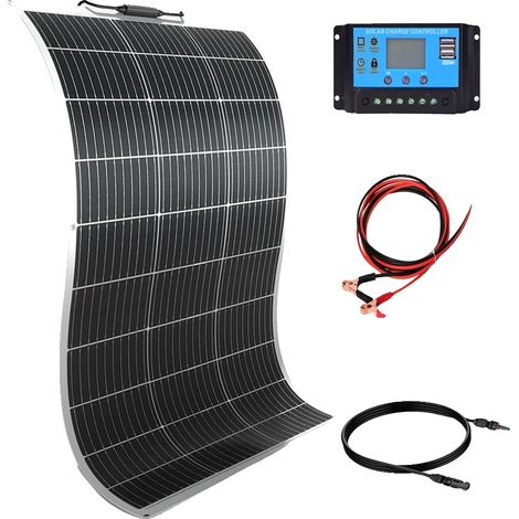 Kit de Système de Panneaux Solaires, Construction Monocristalline, Installation Facile, kit 12V 100W (1/2)
