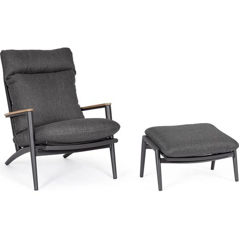 Bolzano Incanto Gartensessel mit Fußhocker, anthrazitfarbenes Aluminium (1/5)