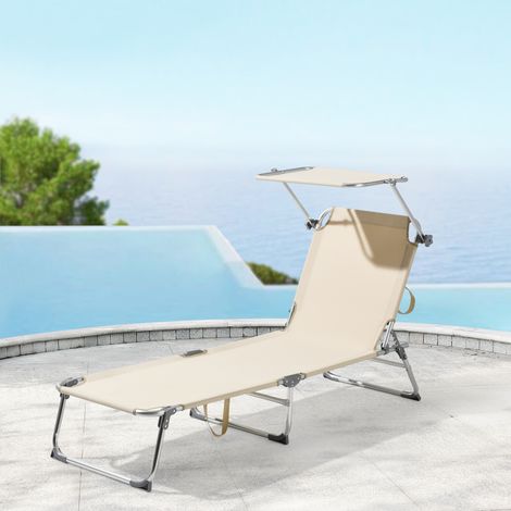 Tumbona Plegable Legorreta hasta 115 kg 189 x 57 x 28 cm Beige [en.casa] (1/5)