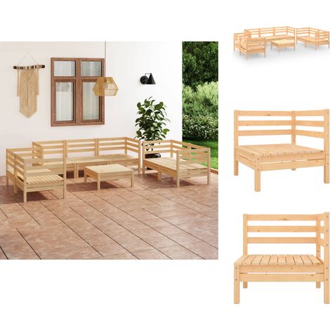 Gartenmöbel-Sets - Living 8-tlg. Garten-Lounge-Set Massivholz Kiefer (1/5)