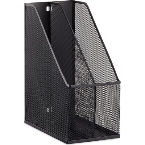 Portariviste 2 scomparti raccoglitore per documenti ufficio 31,5 x 14,3 x 25 cm in metallo nero 130005353