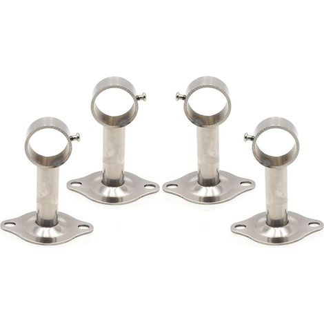 Set di 4 supporti per asta per tende, supporti a parete per asta per tende, per il montaggio di aste per tende a soffitto e anche per il montaggio di appendiabiti (argento) (1/5)