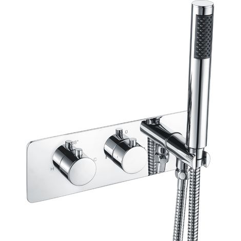 2 Dial 2 Way Round Thermostatic Concealed Valve Diverter & Shower Handset (1/4)
