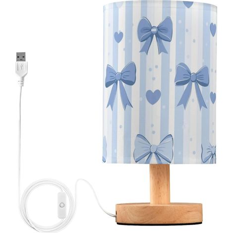 Kcldeci Lampe de chevet à rayures bleues pour chambre coucher (1/5)