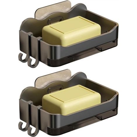 Lot de 2 porte-savon de douche sans perçage avec support adhésif pour salle de bain et cuisine (1/4)