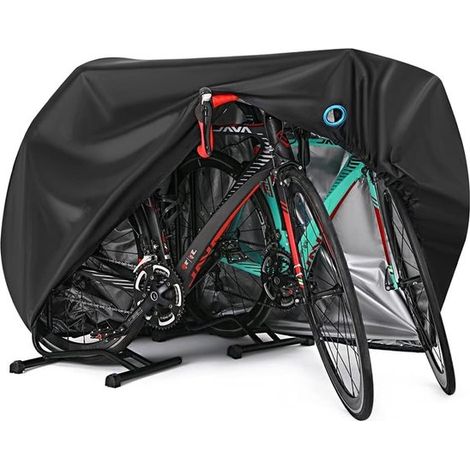 Fahrradabdeckung für 2 oder 3 Outdoor Fahrräder, wasserdichte Fahrradabdeckung gegen Regen, Sonne, Staub und Wind mit Schlossöffnung für elektris (1/5)