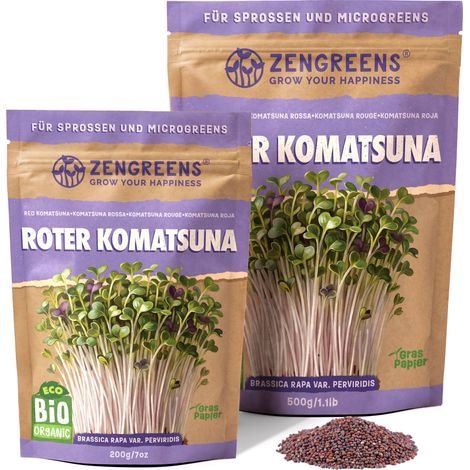 Bio Keimsaat Roter Komatsuna 200 g Sprossen und Microgreens Samen (1/5)