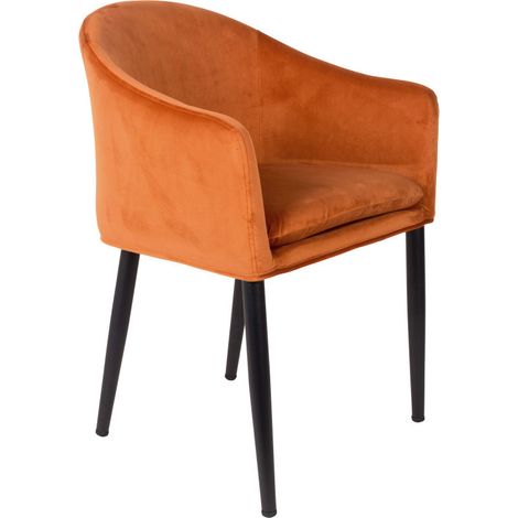 Fauteuil de table design en velours - Orange - CATELYN (1/5)