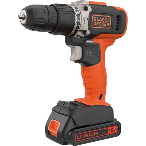 BLACK+DECKER - 18V Akku-Schlagbohrmaschine, 1x 1,5 Ah Li-Ion Akku, Ladegerät BCD003C1-QW