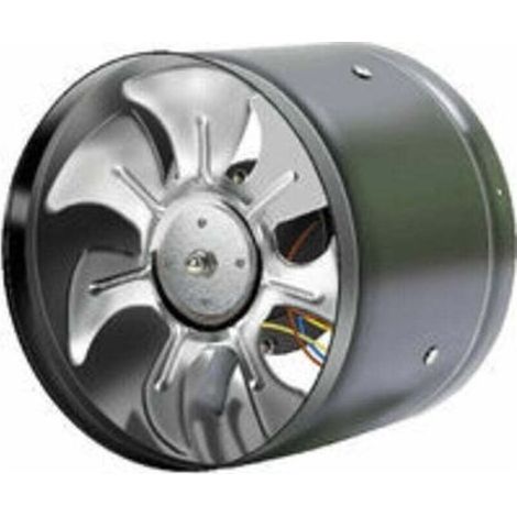 Axial-Rohrventilator aus Edelstahl für Luft/absaugung. 100 mm Rohrventilator mit verzinktem Stahlgehäuse, schwarz (1/4)