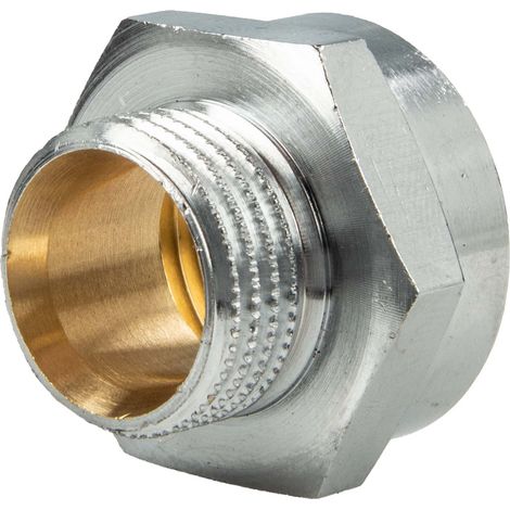 tecuro Reduzierverlängerung Außengewinde G 3/8 Zoll x Innengewinde Rp 1/2 Zoll, Messing verchromt (1/5)