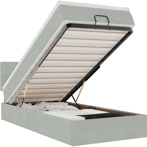 Maison Exclusive - Ottoman-Bett mit Matratze & LEDs Hellgrau 90x1