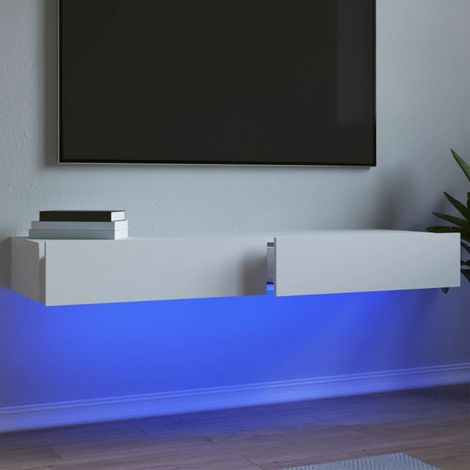 Vidaxl – Meuble TV avec éclairage LED – 2 pcs blanc – Dimensions 60x35x15,5 cm – Bois d'ingénierie – Capacité 50 kg