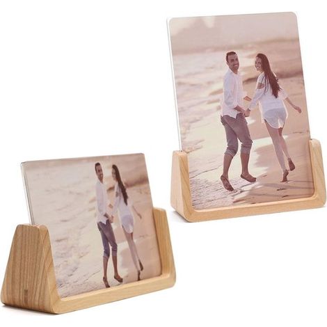 Cornici portafoto, set da 2, cornici in legno con base in betulla e cornice in acrilico, cornici per foto formato 17,8 x 12,7 cm, ideali per la Festa della Mamma. (1/5)