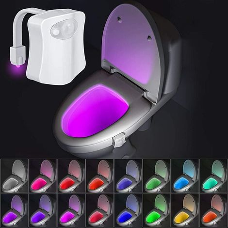 Veilleuse WC avec détecteur de mouvement automatique, éclairage intégré pour cuvette, compatible avec toutes les toilettes, 16 couleurs (1/5)