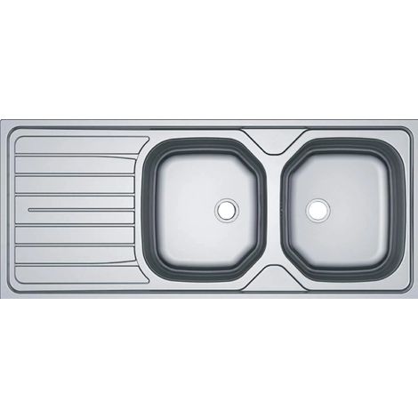 Lavello in acciaio inox, 2 vasche 1 sgocciolatoio, 1160x500mm RNN621