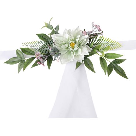 Elegante künstliche Blumendekoration für Hochzeitsstühle mit 1,5 x 1 m Gaze für Partys (Grün) (1/3)