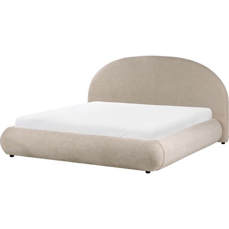 Cama baja con almacenaje tapizada somier elevable con capitoné 180 x 200 cm gris pardo Grasse