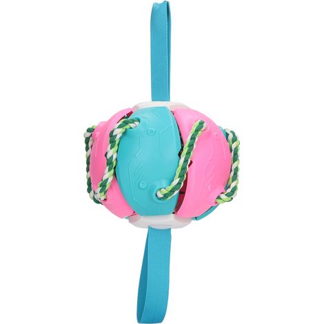 Lot bleu disque volant ballon interactif extérieur pour chien avec lanières jouet football amusant (1/5)