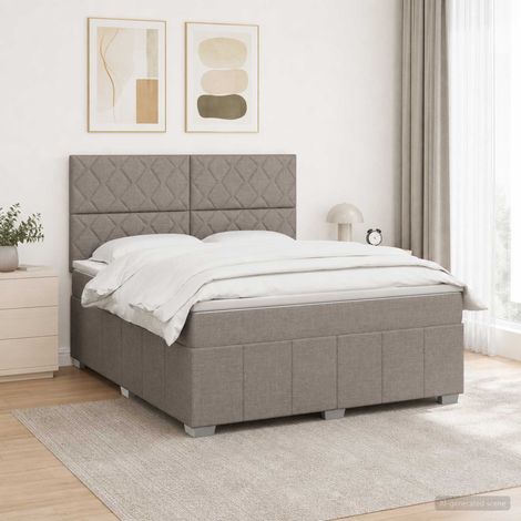 vidaXL Lit boxspring avec matelas Taupe 140 x 190 cm Tissu (1/5)