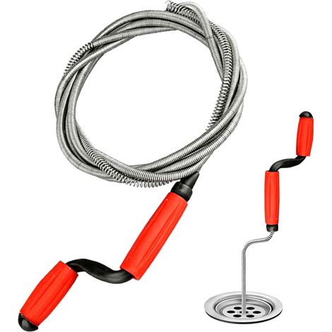 Abflussentsperrer, Abflussentstopfungswerkzeug, federbelasteter flexibler Metallstab zum Reinigen von Rohren, Abwasserkanälen, Küchenspülen, Toiletten, 10 Fuß (1/5)