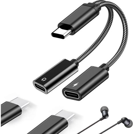 Adaptateur Double USB C Jack Casque et Chargeur, 2 en 1 Type C Audio Charge, Double Prise Jack de Type C Compatible avec Samsung Galaxy S23/S22/S21/Ultra Note20/Pixel/Huawei (1/4)