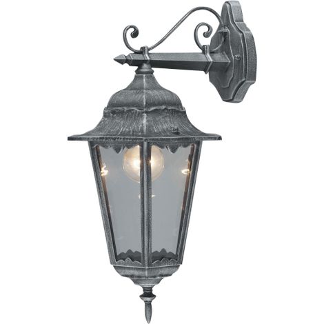Lanterne Irlande avec bras en fonte d'aluminium peint en gris E'cran de protection en verre 43 cm h pour lampes d'exte'rieur 60 W (1/3)