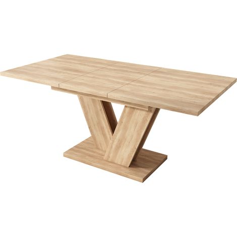 Mesa de comedor extensible 140/180 x 80 cm MDF color roble para 4-6 personas (1/5)