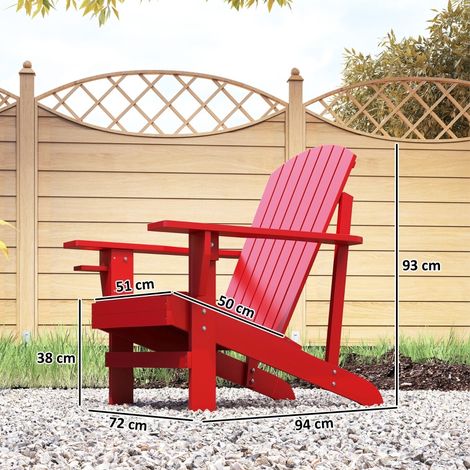 Fauteuil de jardin Andirondack, chaise d'extérieur, 72 cm x 97 cm x 92 cm, rouge (1/5)