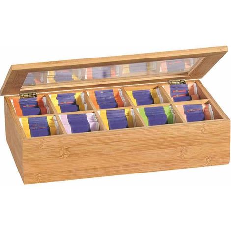 Teebox Bambus mit 10 Fächern