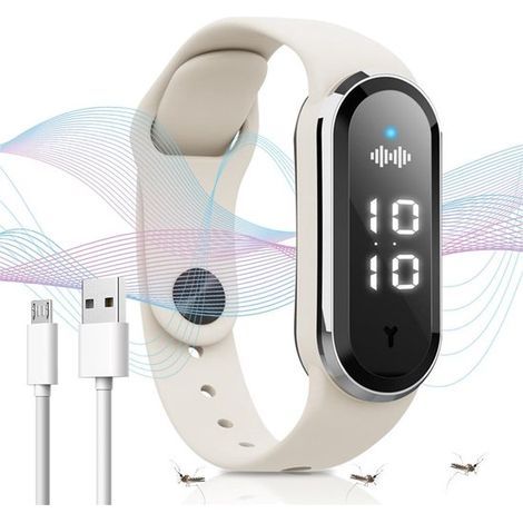 Bracelet anti-moustiques à ultrasons – Rechargeable et sûr, 3 modes de protection, bracelet en silicone pour enfants et adultes, jusqu'à 130 heures d'autonomie (1/5)
