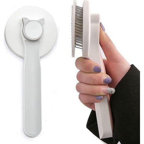 Spazzola per cani e gatti - Spazzole autopulenti anti-pelo morto per cani e gatti - Accessorio per animali a pelo lungo o corto - Non strappa il pelo per una facile toelettatura - Grigio (1/5)