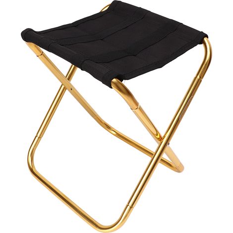 Chaise pliante d'extérieur en alliage d'aluminium, chaise de pêche, tabouret de barbecue/camping pliable, tabouret de train portable noir (1/5)