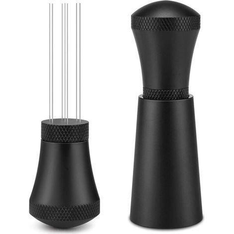 7-Nadel-Espresso-Portionierer, Kaffeepulver-Rührstab, Espresso-Verteilungswerkzeug, Espresso-Rührstab, Nadelspender, Schwarz (1/4)