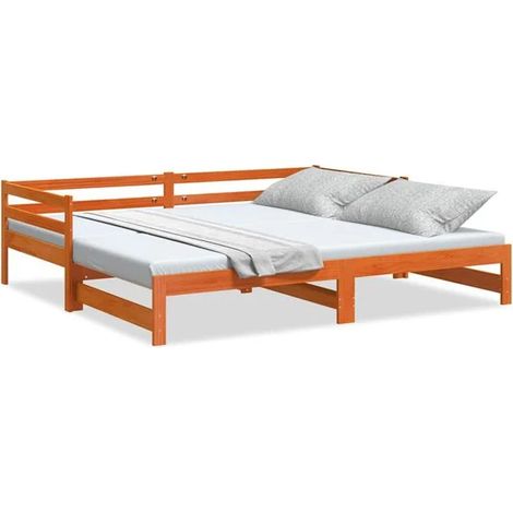 Canapé-lit/lit gigogne sans matelas, 90x200 cm, bois massif. (1/5)