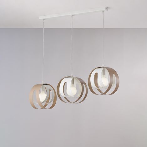 Belight - Tobias Pendelleuchte Weiß/Taubengrau, rechteckige Rosette, 3x E27, L86x26 cm – BL302-BIN3-BT