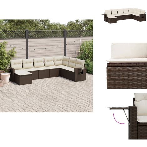Salon de jardin 8 pcs avec coussins marron résine tressée - Ensemble Salon De Jardin - Meuble Extérieur - Jardin Design - Mobilier Résistant Aux Intempéries - Chaise Lounge (1/5)